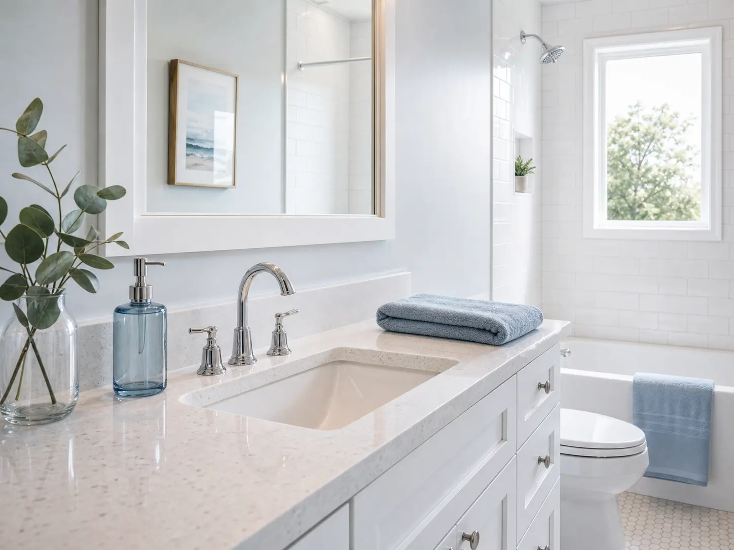 Sparkling clean bathroom after a deep cleaning service
